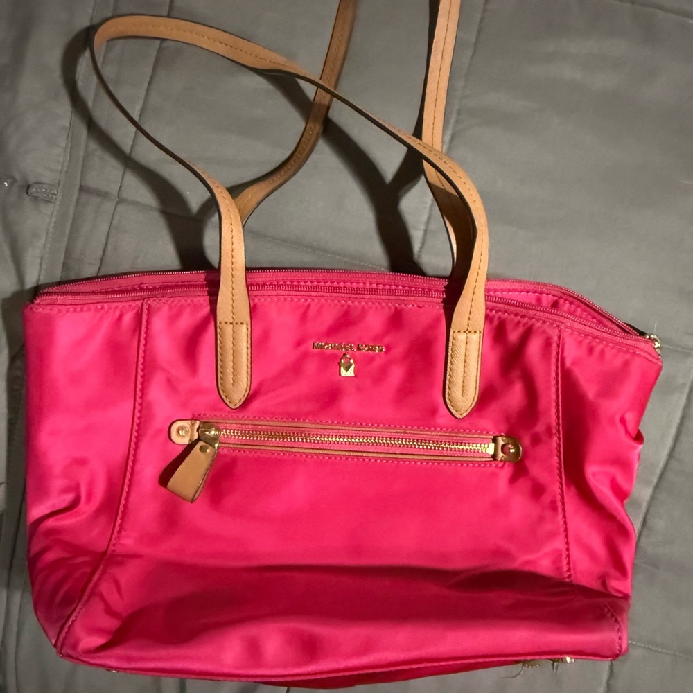 Michael Kors Fuchsia and Tan Tote Bag
